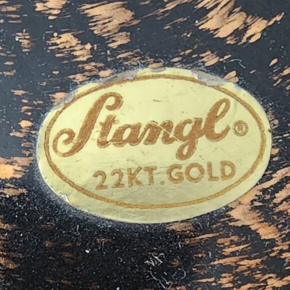 STANGL Lidded Dish Mid Century Art Pottery Marked 3676 Black 22k Gold - Picture 2 of 6